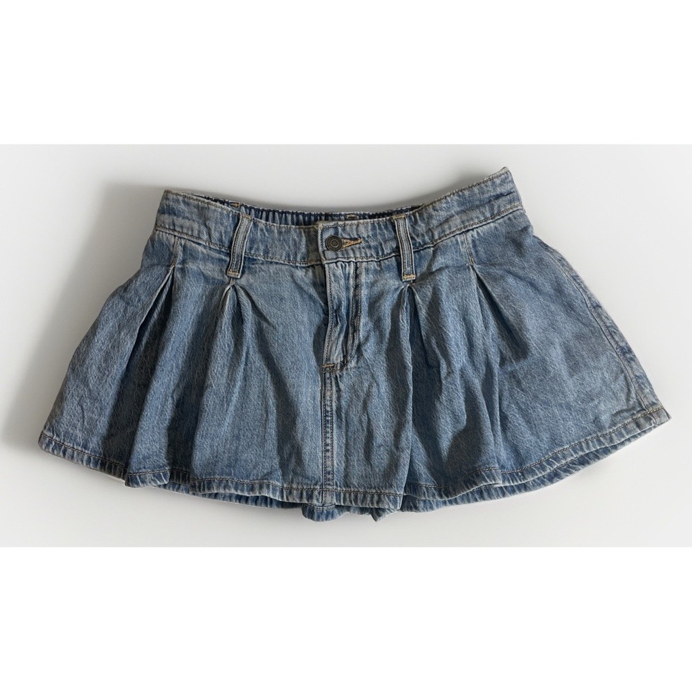 Hollister Y2K Denim Micro Mini Skirt Built In Shorts Women's Size XS Festival